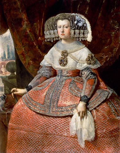 Queen Maria Anna of Spain in a red dress à Diego Rodriguez de Silva y Velásquez
