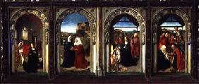 Triptych showing the Annunciation, the Visitation, the Adoration of the Angels and the Adoration of