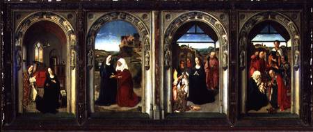 Triptych showing the Annunciation, the Visitation, the Adoration of the Angels and the Adoration of à Dieric Bouts l'Ancien