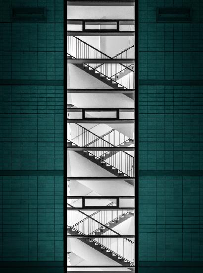 staircase in turquoise