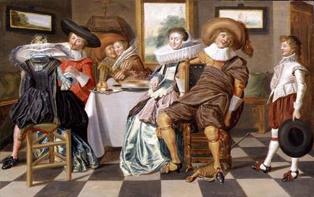 Elegant Figures Feasting at a Table à Dirck Hals