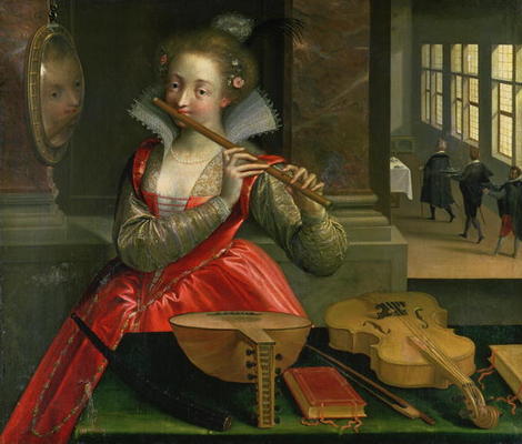 Allegory of Music (the Fluteplayer), c.1600 à Dirk de Quade van Ravesteyn