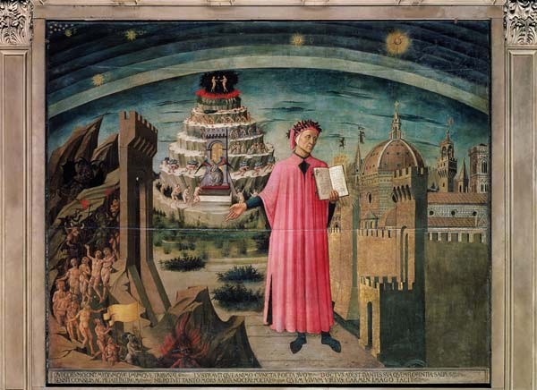Dante and his poem the 'Divine Comedy', 1465 (tempera on panel) à Domenico  di Michelino