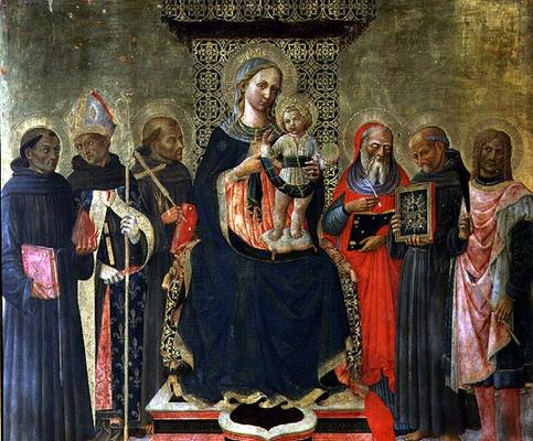 Madonna and Child with Saints (tempera on panel) à Domenico  di Michelino