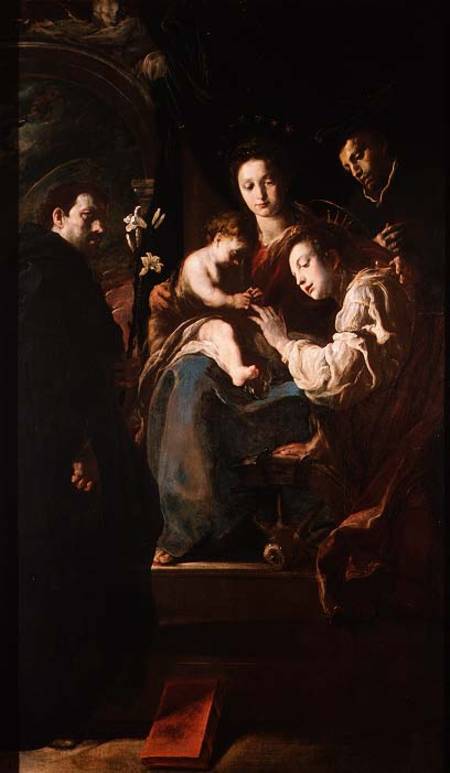 Mystical marriage of St. Catherine and the Christ Child with Peter the Martyr à Domenico Fetti