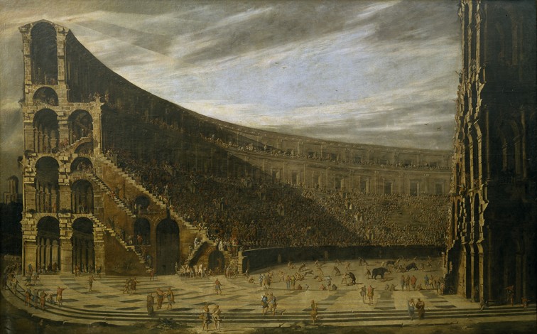 Perspective of a Roman amphitheatre à Domenico Gargiulo