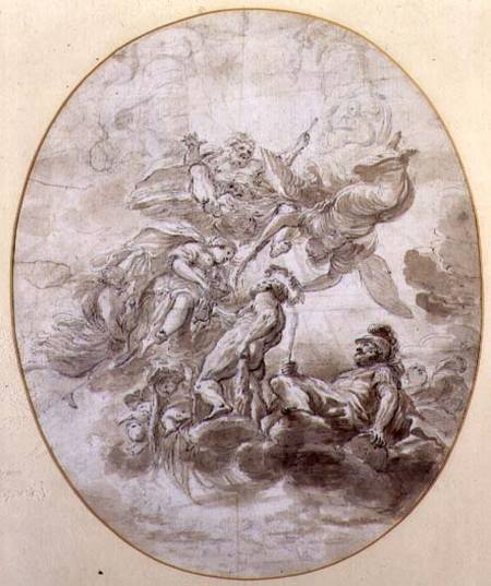 The Apotheosis of Hercules, design for a ceilng fresco for the Palazzo Pepoli in Bologna  & ink and à Domenico Maria Canuti