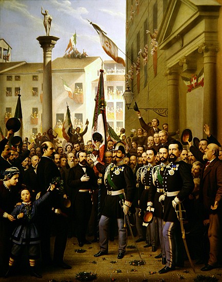 Victor Emmanuel II decorating the flag with the gold medal on 10th June 1848 in Vicenza à Domenico Peterlin