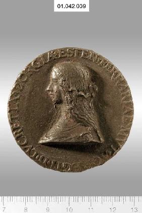 Medaille auf Lucretia de' Medici. Münzstand Ferrara 1558 (siehe auch Bildnummer 35362)