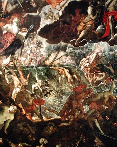 The Last Judgement, detail of the damned in the River Styx and Charon's boat full of passengers à Domenico Tintoretto