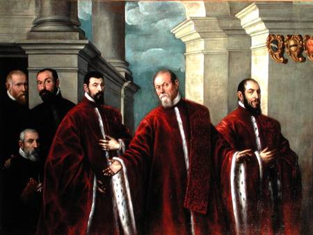 Portrait of Three Lawyers and Three Notaries à Domenico Tintoretto