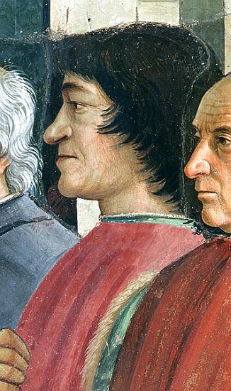 Lorenzo Medici,Detail of St. Francis receiving the Rule of the Order from Pope Honorius, scene from  à Domenico (Domenico Bigordi) Ghirlandaio