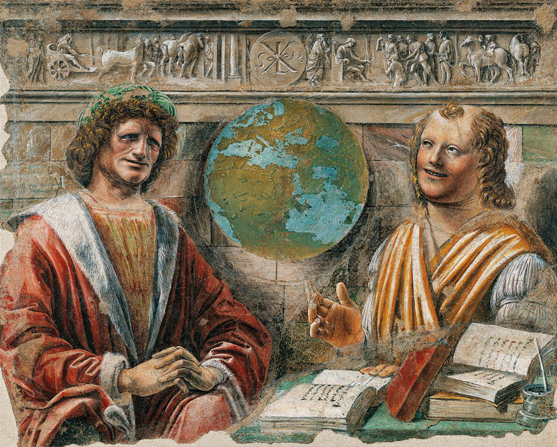 Heraclitus (c.535-c.475 BC) and Democritus (c.460-c.370 BC) from a fresco originally in the 'Sala de à Donato Bramante