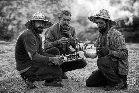 charcoal workers (tea time)