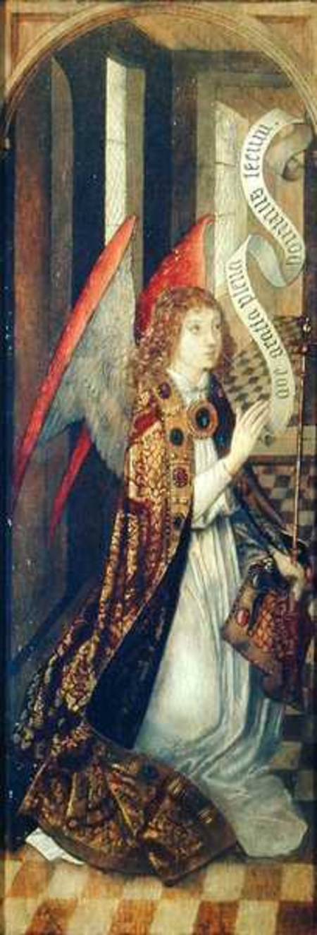 Angel holding a Banner, from an Annunciation Scene à École néerlandaise