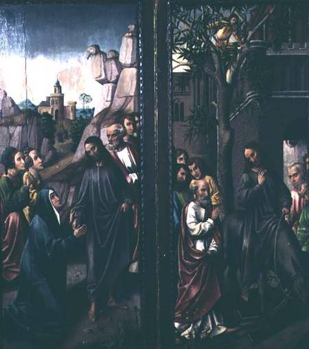 Christ taking leave of his mother; Christ's entry into Jerusalem à École néerlandaise