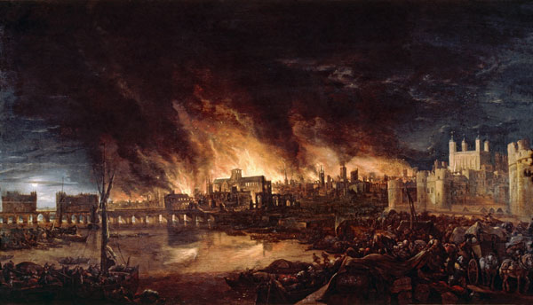 The Great Fire of London à École néerlandaise