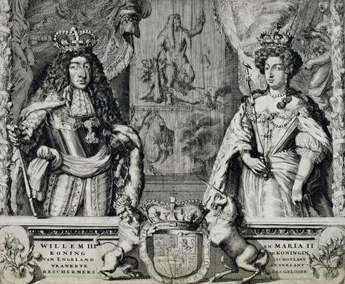 William III (1650-1702) and Mary II (1662-94), c.1688-94 (engraving) à École Hollandaise, (17ème siècle)