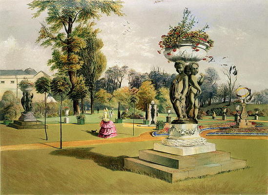 The Terrace Garden, Woburn Abbey (chromolitho) à E. Adveno Brooke