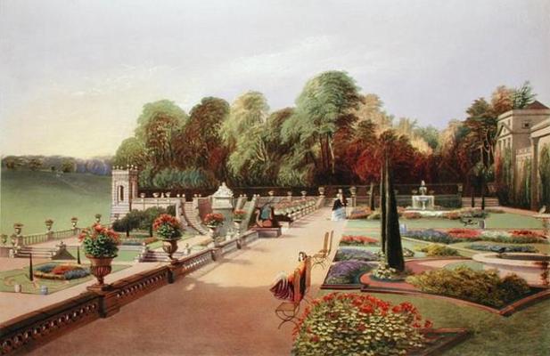 The Upper and Lower Terrace Gardens at Bowood, from 'Gardens of England', published 1857 (chromolith à E. Adveno Brooke