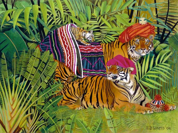 Tiger family with Thai Clothes à E.B.  Watts