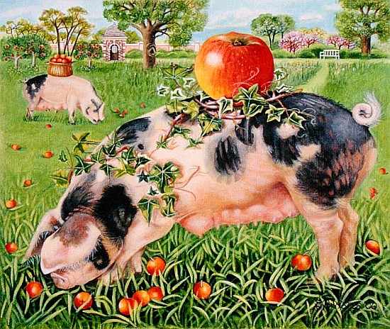 Gloucester Pigs, 2000 (acrylic on canvas)  à E.B.  Watts