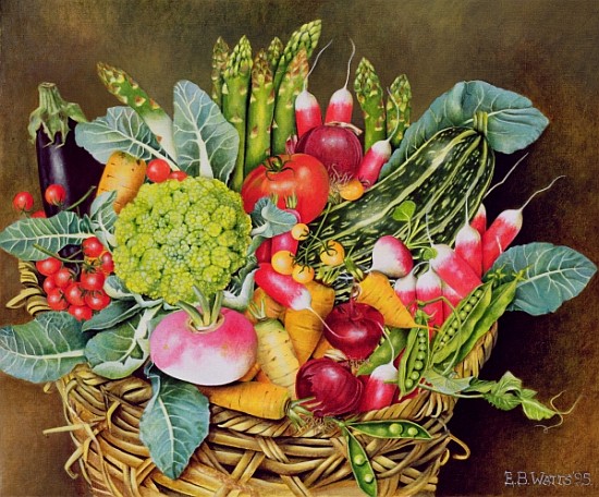 Summer Vegetables, 1995 (acrylic)  à E.B.  Watts