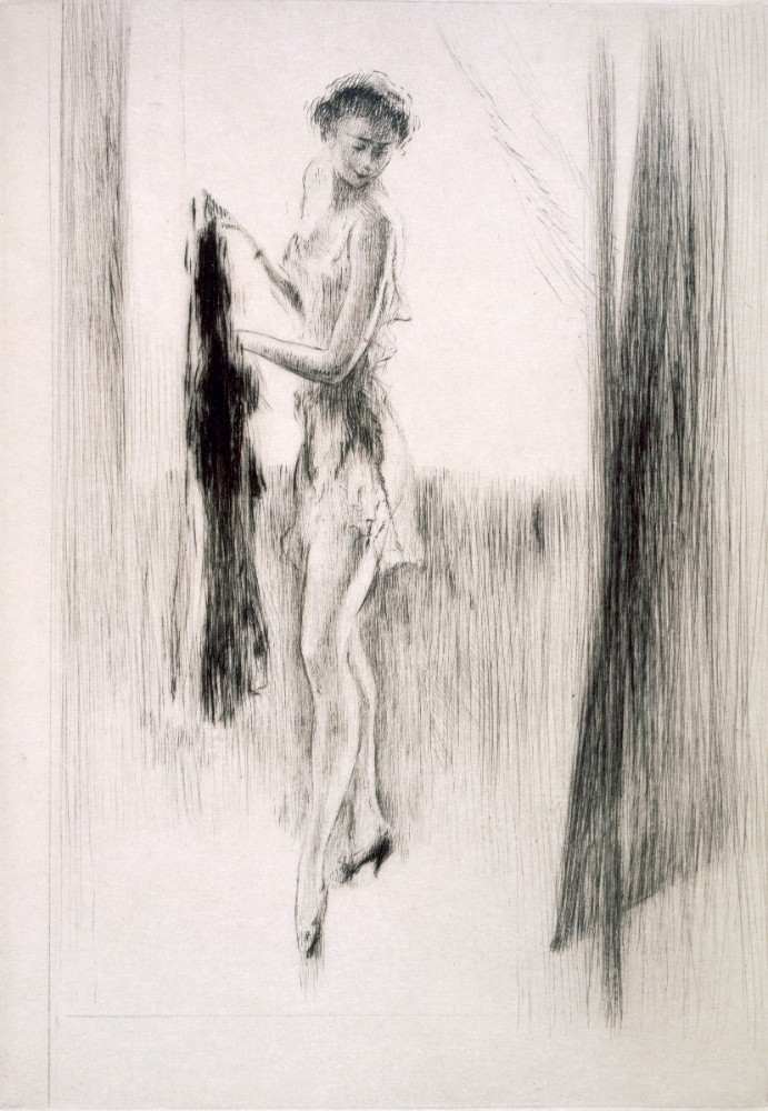 A woman dressing in front of a mirror, illustration for Mitsou by Sidonie-Gabrielle Colette à Edgar Chahine