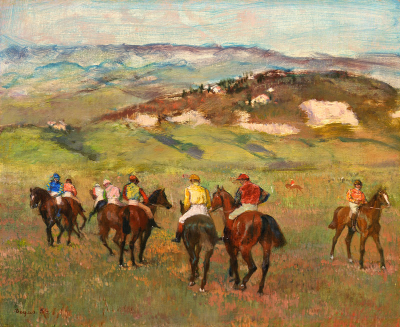 Jockeys on Horseback before Distant Hills à Edgar Degas