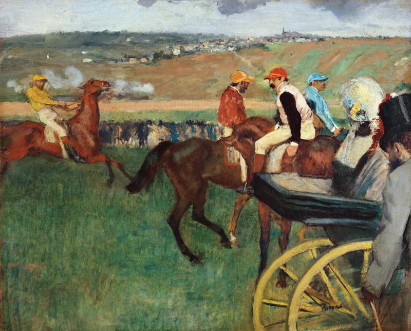 Calèche sur la champ de course. à Edgar Degas
