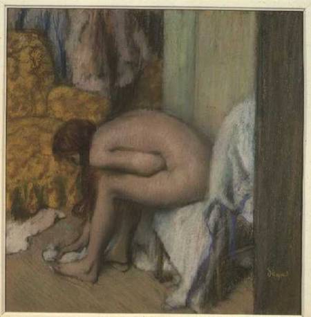 After the Bath, Woman Drying her Left Foot à Edgar Degas