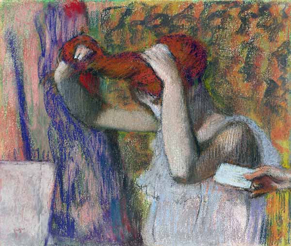 Frau beim Frisieren, der Brief à Edgar Degas