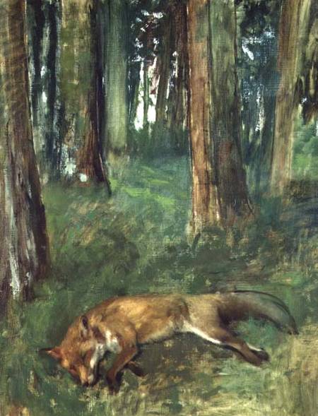 Dead fox lying in the Undergrowth à Edgar Degas