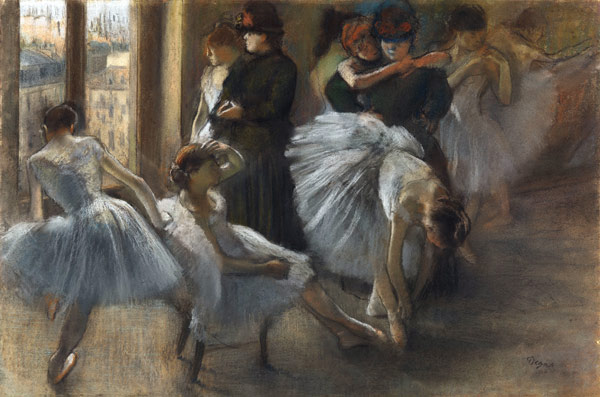 Le Foyer de l'Opera. Preparation for the Class à Edgar Degas