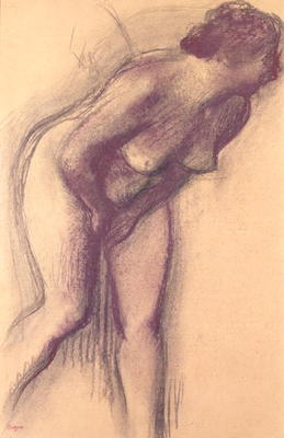 Female Standing Nude (charcoal and pastel) à Edgar Degas