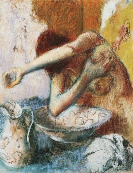Jeune femme avec la toilette à Edgar Degas