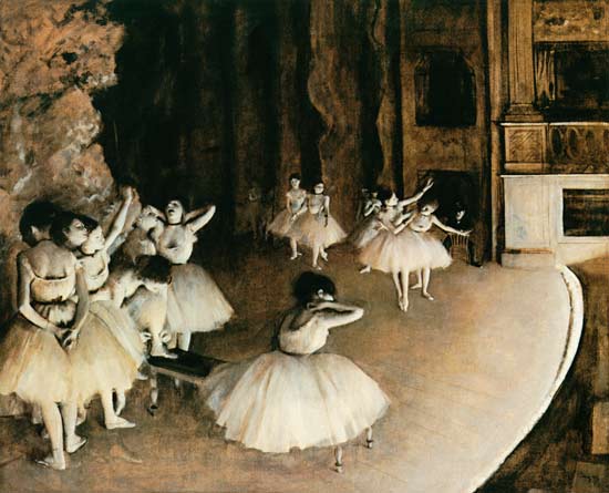 répétition générale du ballet sur la scène à Edgar Degas