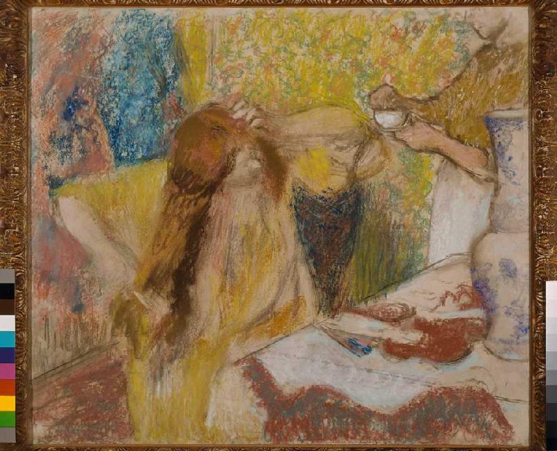 Lui la femme peignant et Hausmaedchen à Edgar Degas