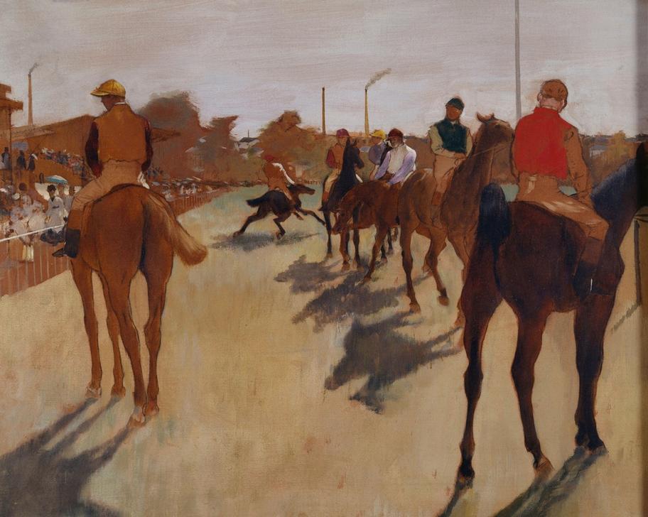 Le défilé, dit aussi Chevaux de course devant les tribunes à Edgar Degas