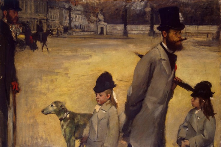 Place de la Concorde (Viscount Lepic and his Daughters Crossing the Place de la Concorde) à Edgar Degas