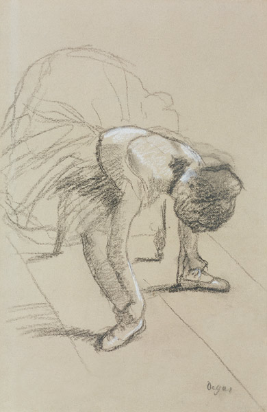 Seated Dancer Adjusting her Shoes à Edgar Degas