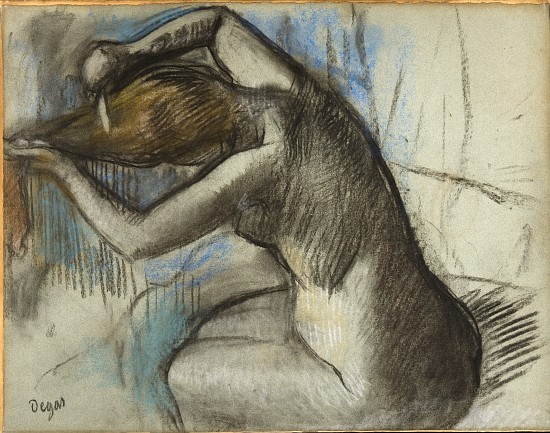 Seated Nude Woman Brushing her Hair à Edgar Degas