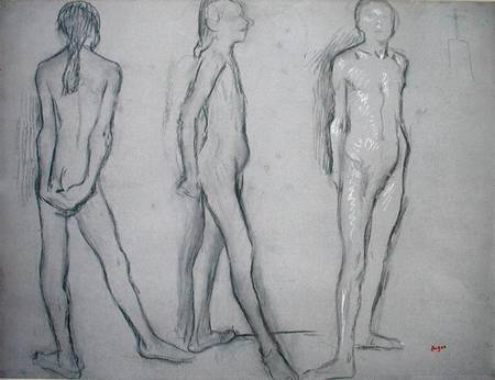 Three Studies of a Nude Dancer à Edgar Degas