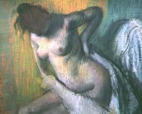 Woman drying herself (pastel)