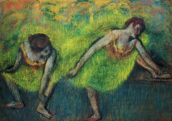 Two dancers relaxing (pastel) à Edgar Degas