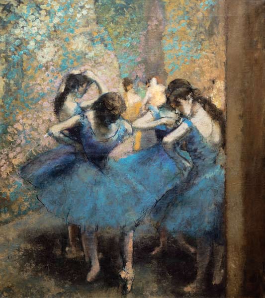 Dancers in blue à Edgar Degas