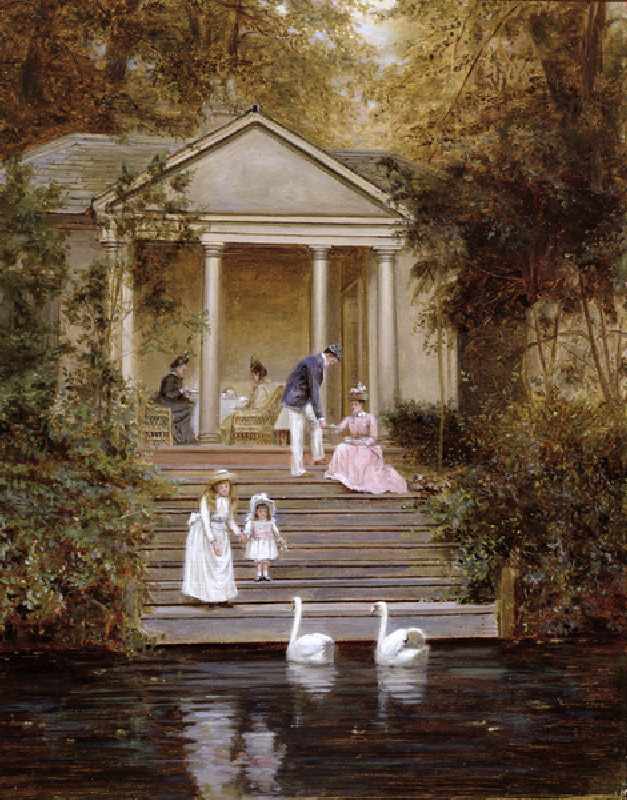 Feeding the Swans, 1889 (oil on canvas) à Edith Hayllar