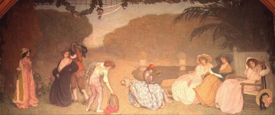Young Girls Watching an Open Air Theatre, 1909 (oil on canvas) à Edmond-Francois Aman-Jean