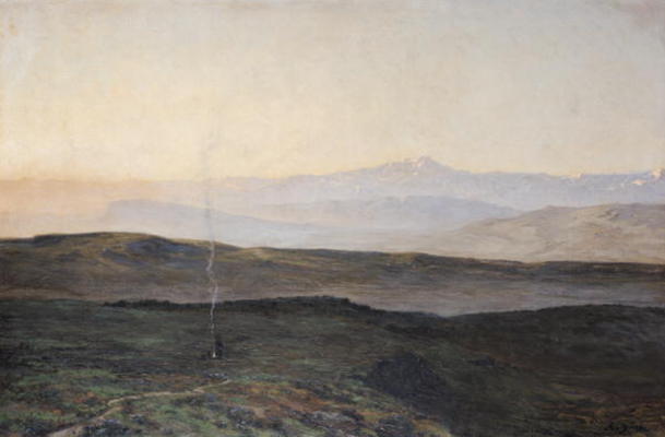 View of the Pyrenees from Plague (oil on canvas) à Edmond Yarz