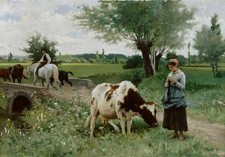 La vache bien gardee (Die gut gehuetete Kuh) à Edouard Debat-Ponsan